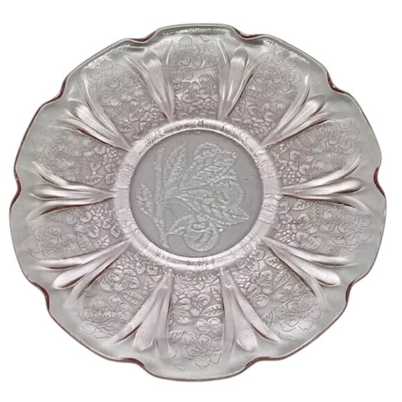 Pink Depression Glass Coffee Cups Saucers Cherry Blossom Jeannette Glass 3 Vtg - Picture 12 of 15